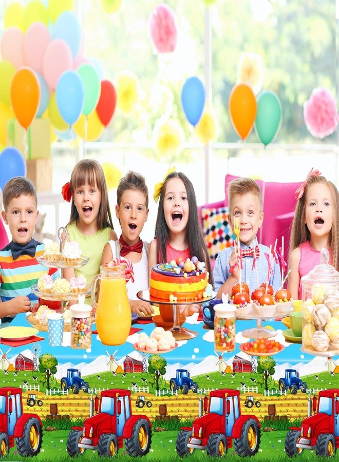 PHOGARY 3 Pack Tractor Tablecloth, Red Tractor Table Cloths Disposable Plastic Rectangular Table Covers for Baby Shower Farm Themed Birthday Party Decorations Tractor Birthday Party Supplies 54"X108" - Image 5